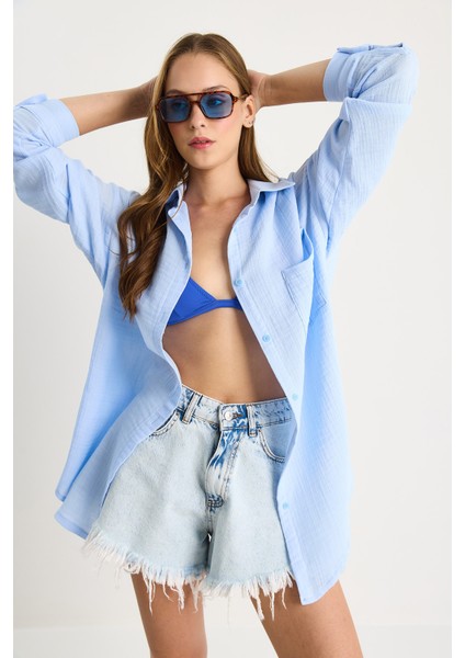 Kadın Oversize Basic Müslin Gömlek fiyatları