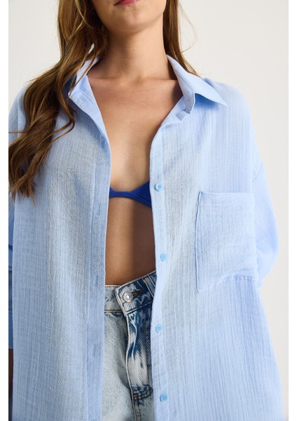 Kadın Oversize Basic Müslin Gömlek indirimleri