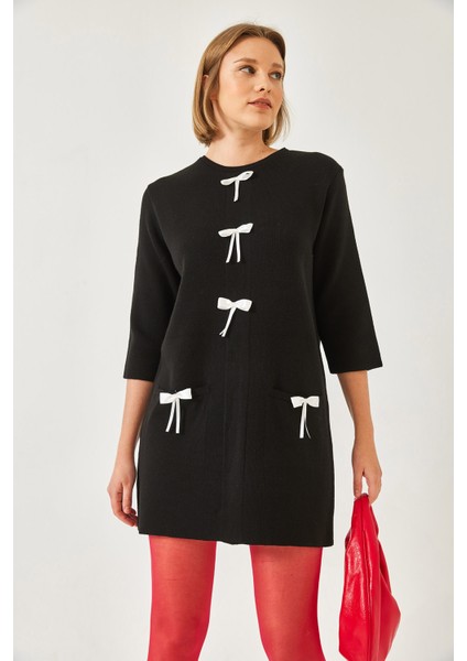 Kadın Fiyonk Detaylı Triko Elbise