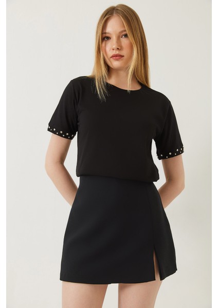 Kadın Kolları Taş Işlemeli Tshirt fiyatları