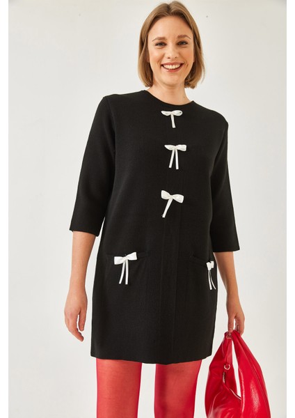 Kadın Fiyonk Detaylı Triko Elbise modelleri