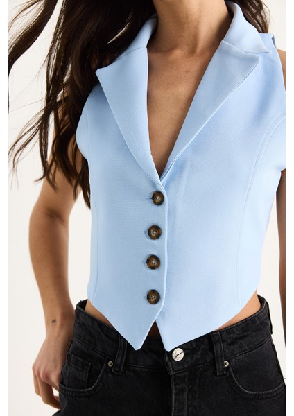 Kadın Şal Yaka Sırt Bağlama Detaylı Tasarım Yelek fırsatları