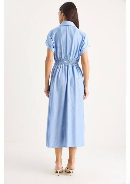 Kadın Beli Lastikli Crush Gömlek Elbise modelleri