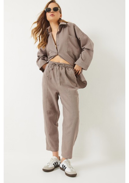 Kadın Oversize Gömlek Şalvar Pantolon Müslin Alt-Üst Takım