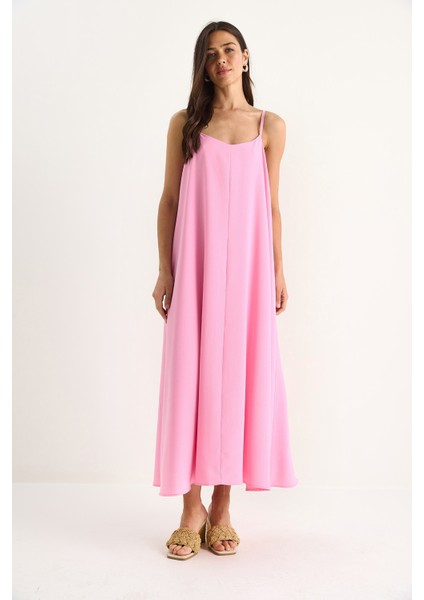 Kadın Ip Askılı Astarlı Dökümlü Rahat Yazlık Elbise fiyatları