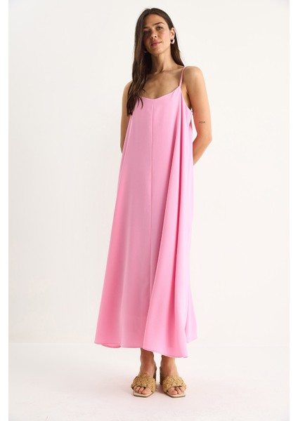 Kadın Ip Askılı Astarlı Dökümlü Rahat Yazlık Elbise modelleri