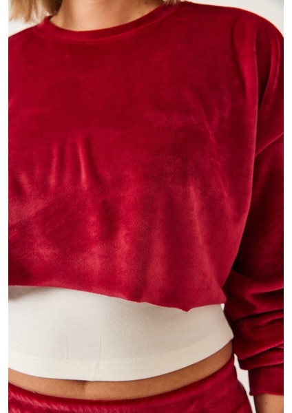 Kadın Atletli Kadife Üçlü Alt Üst Takım