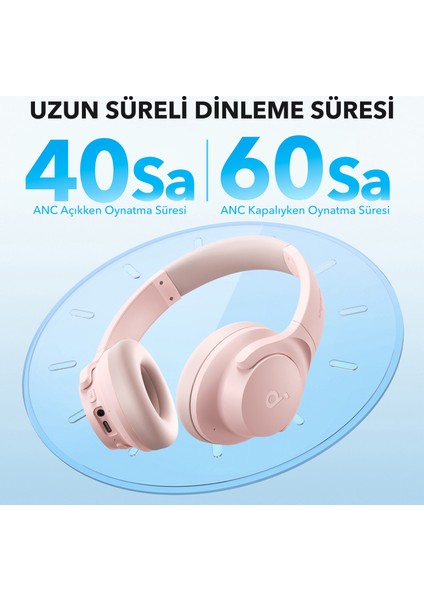 Soundcore Life Q20i Bluetooth Kablosuz Kulaklık - Hibrit Aktif Gürültü Önleyici Anc - Pembe - A3004 fiyatları