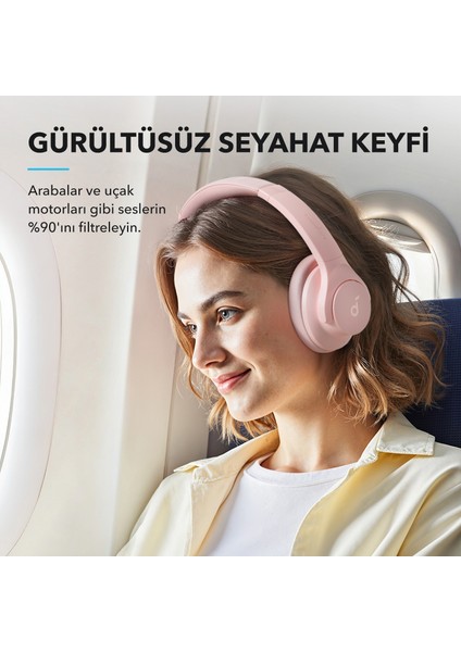 Soundcore Life Q20i Bluetooth Kablosuz Kulaklık - Hibrit Aktif Gürültü Önleyici Anc - Pembe - A3004 modelleri