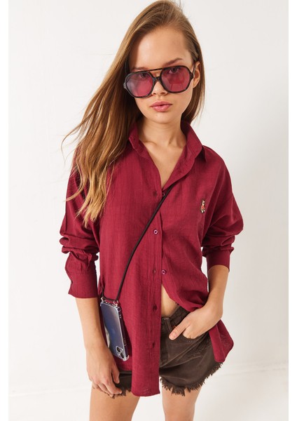 Kadın Teddy Nakışlı Crash Gömlek fiyatları