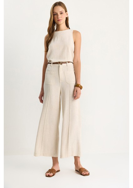 Kadın Örgü Kemerli Culotte Pantolon