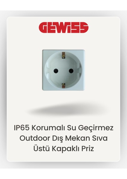 IP65 Korumalı Su Geçirmez Outdoor Dış Mekan Sıva Üstü Kapaklı Priz - Kapak Dahil modelleri