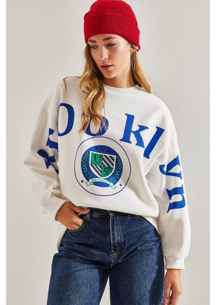 Kadın Baskılı Üç Iplik Şardonlu Sweatshirt fiyatları