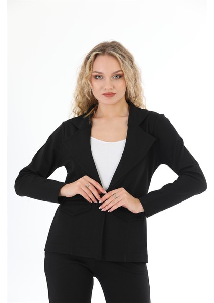 Siyah Blazer Tek Düğmeli Kadın Ceket