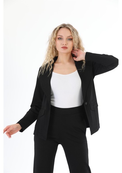 Siyah Blazer Tek Düğmeli Kadın Ceket fırsatları