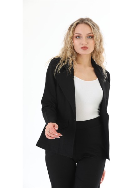 Siyah Blazer Tek Düğmeli Kadın Ceket indirimleri
