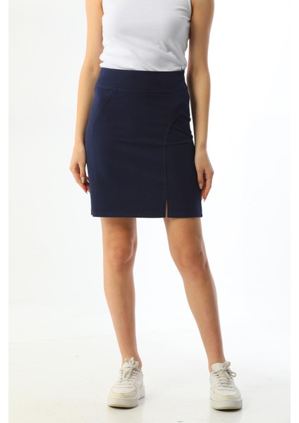 Mini Yırtmaçlı Lacivert Gabardin Etek fırsatları