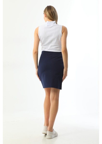 Mini Yırtmaçlı Lacivert Gabardin Etek indirimleri