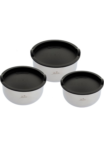 Globe 3'lü Paslanmaz Çelik Midi Saklama ve Karıştırma Kabı Seti – Sızdırmaz Siyah Kapaklı, Mutfak Düzeni ve Gıda Saklama İçin modelleri