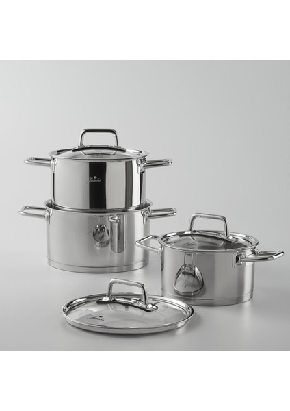 Assos Derin Tencere Seti 18/10 Paslanmaz Çelik Cam Kapaklı 16-18-20 cm İndüksiyon Uyumlu
