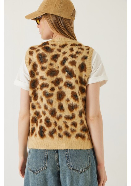 Kadın Şardonlu Leopar Desenli Süveter fırsatları