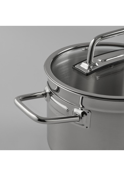 Assos Derin Tencere Seti 18/10 Paslanmaz Çelik Cam Kapaklı 16-18-20 cm İndüksiyon Uyumlu