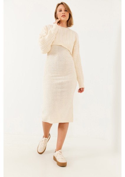 Kadın Crop Triko Kazak Elbise Alt Üst Takım fiyatları