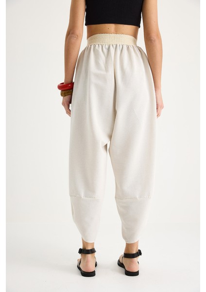 Kadın Cepleri Nakış Işlemeli Paça Detaylı Beli Lastikli Şalvar Pantolon indirimleri