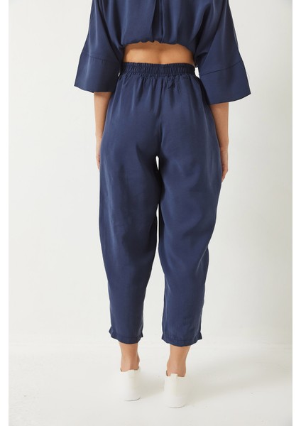 Kadın Kayık Yaka Yarım Kol Bluz Beli Lastikli Şalvar Pantolon Alt-Üst Takım modelleri