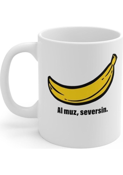 Muz Baskılı Şebek Arkadaşlar Için Beyaz Kupa Bardak