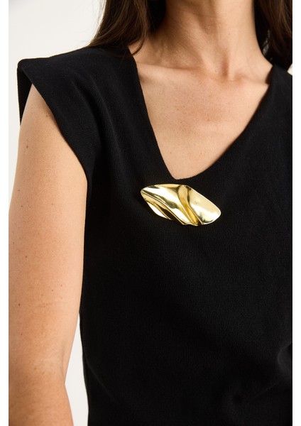 Kadın Aksesuar Detaylı Düşük Omuz Triko Bluz indirimleri