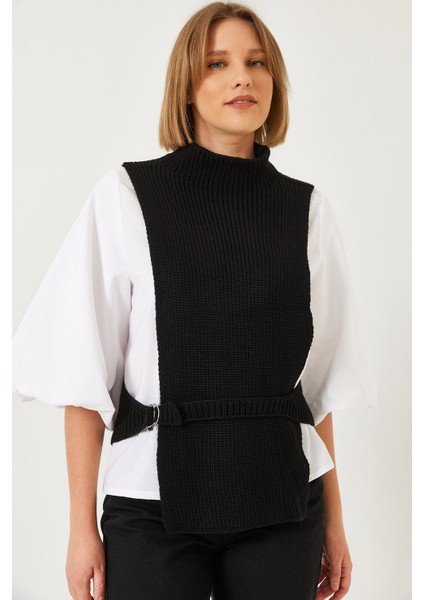 Kadın Yandan Bağlamalı Süveterli Gömlek