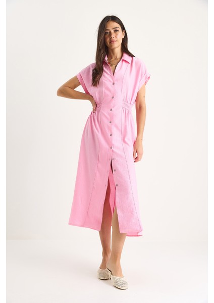 Kadın Beli Lastikli Crush Gömlek Elbise modelleri