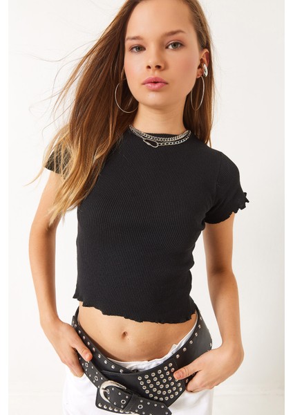 Kadın Fitilli Kaşkorse Basic T-Shirt