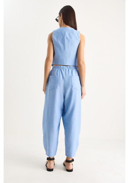 Kadın Cep Detaylı Rahat Pantolon Yelekli Alt-Üst Takım fırsatları