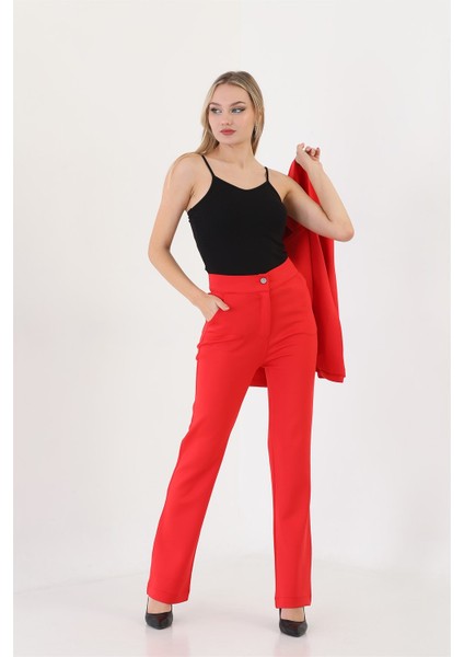 Kırmızı Blazer Asimetrik Ceket Pantolon Takım fırsatları