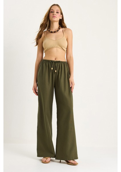Kadın Bel Bağlamalı Ince Keten Yazlık Bol Pantolon modelleri