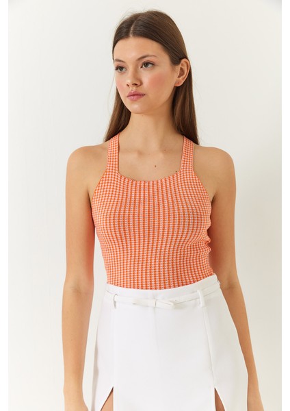 Kadın Çapraz Askılı Triko Bluz