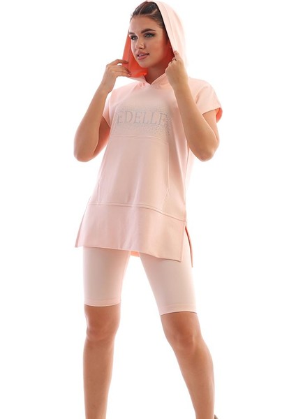 Pudra Kısa Taytlı İkili Kadın Takım