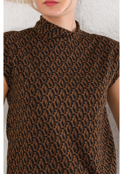 Kahverengi Vatkalı Jakar Desenli Ikili Kadın Takım indirimleri