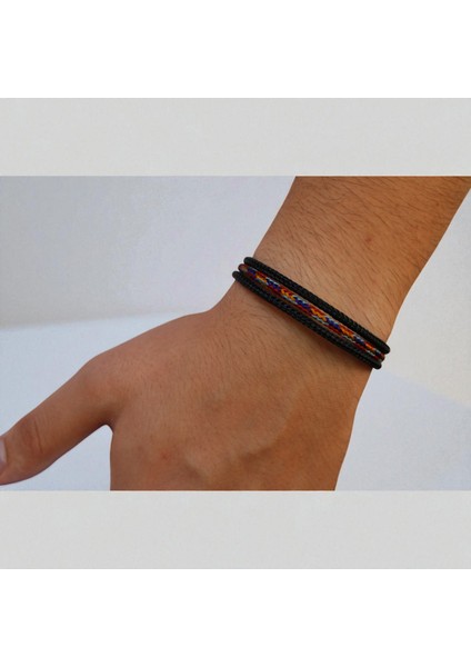 Renkli Detaylı 3 Parça Hasır Örgü Çelik Bileklik modelleri