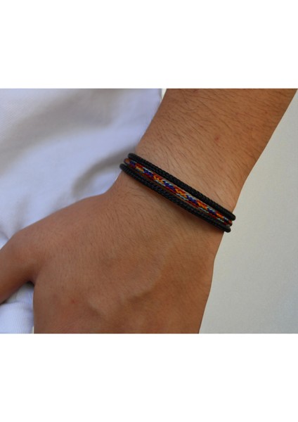 Renkli Detaylı 3 Parça Hasır Örgü Çelik Bileklik fırsatları