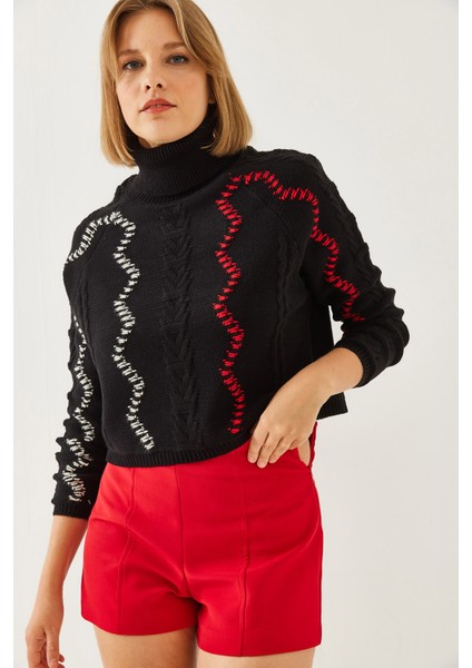 Kadın Balıkçı Yaka Reglanlı Triko Kazak fiyatları