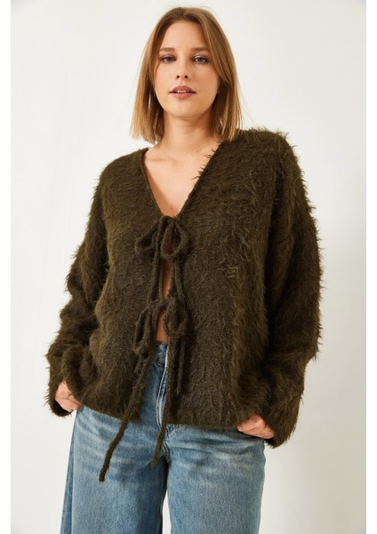 Kadın Tüylü Bağlamalı Hırka fiyatları