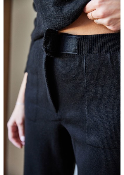 Kadın Beli Cırt Detaylı Basic Triko Alt-Üst Takım