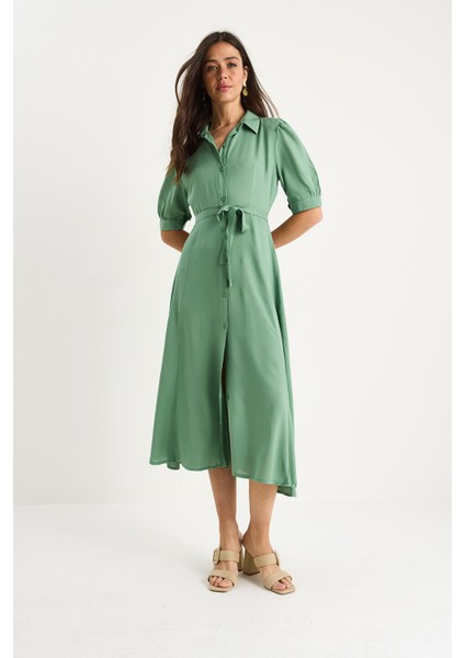 Kadın Kuşaklı Yazlık Gömlek Elbise fiyatları