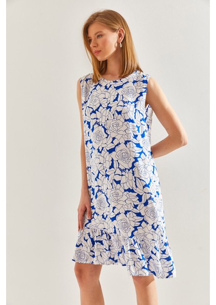 Kadın Eteği Fırfırlı Çiçekli Viskon Elbise fiyatları