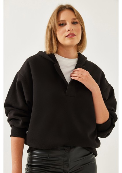 Kadın Kapişonlu V Yaka Sweatshirt fiyatları