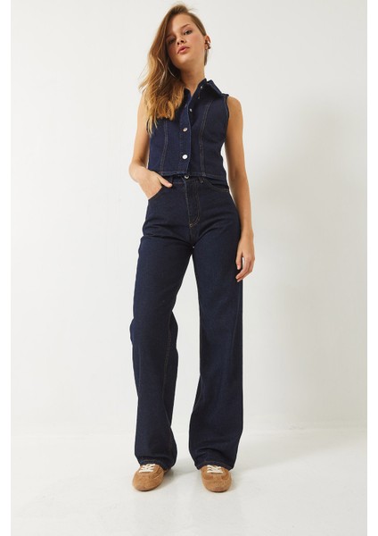 Kadın Yüksek Bel Baggy Denim Pantolon