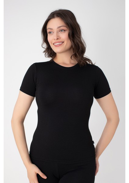 Kadın Modal Bisiklet Yaka T-Shırt